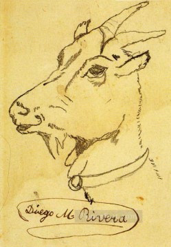 Diego Rivera Painting - head of a goat Diego Rivera